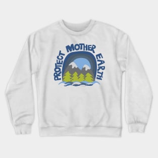 Protect Mother Earth Illustrated Mountain Climate Change Ambassador Crewneck Sweatshirt